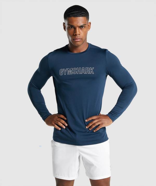 Panske Mikiny Gymshark Arrival Long Sleeve Graphic Námornícka Modrá | KJ6130547